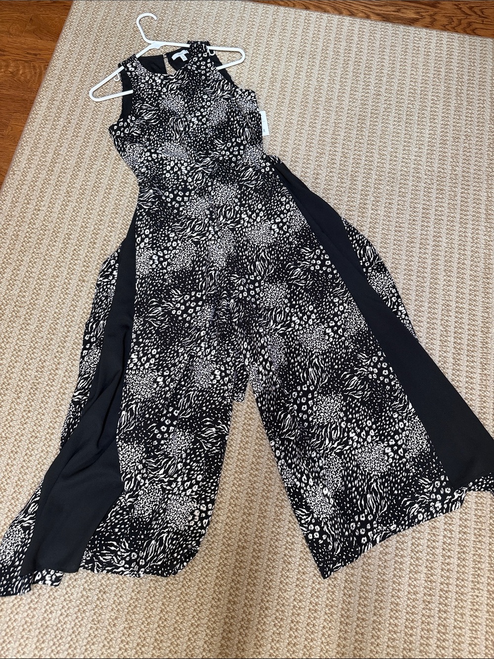 Joie Black & White Abstract Print Wide-Leg Jumpsuit